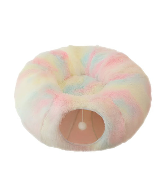 Plush Cat Bed with Hidden Tunnel - Rainbow-0