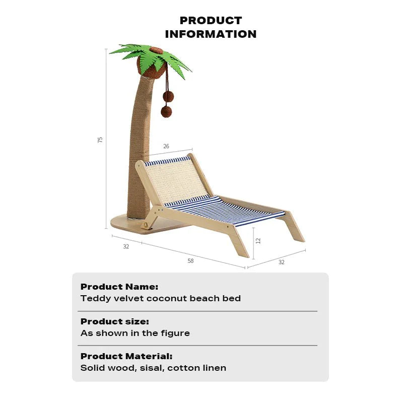 Wooden Coconut Tree Cat Lounge Chair-1